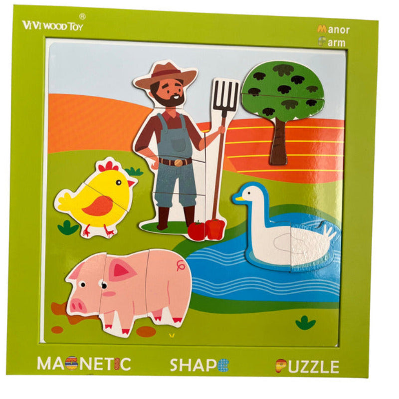 Set educativ Puzzle Magnetic Ferma Manor si tabla de scris cu marker