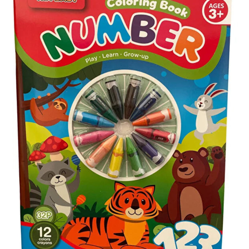 Carte de colorat cu 12 creioane cerate - Numere