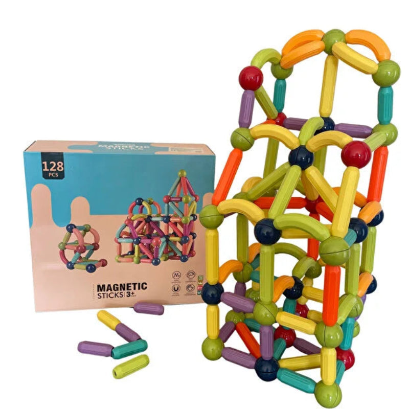 Joc de constructie cu 128 de piese magnetice Magnetik Sticks