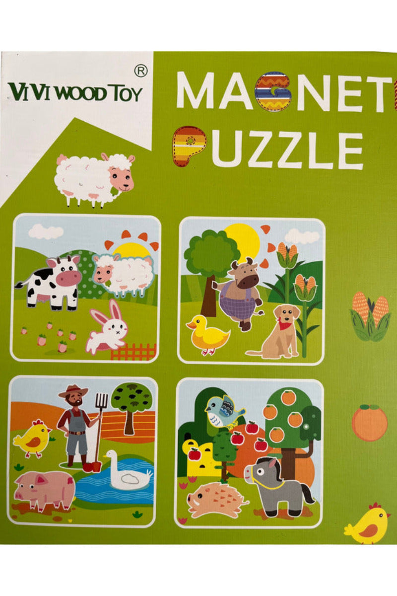 Set educativ Puzzle Magnetic Ferma Manor si tabla de scris cu marker