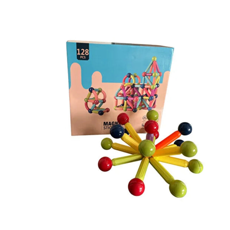 Joc de constructie cu 128 de piese magnetice Magnetik Sticks