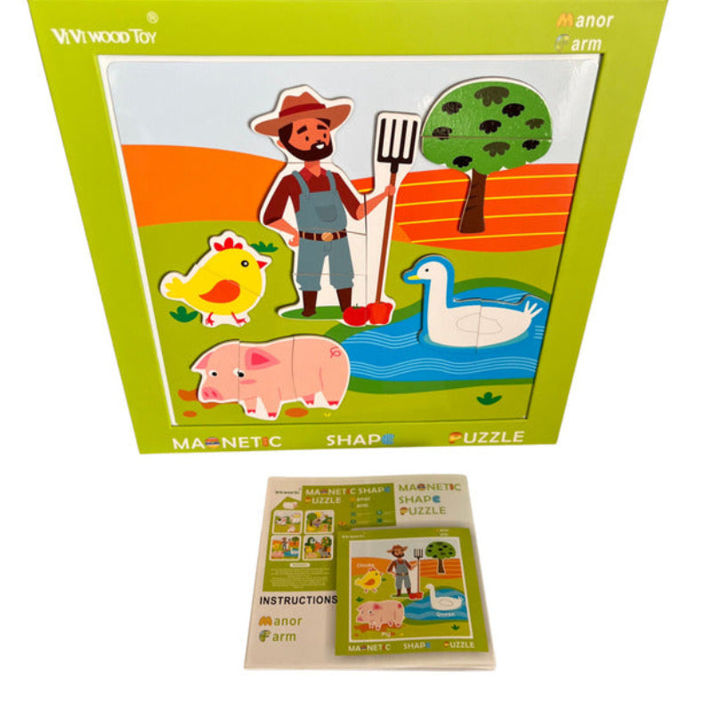 Set educativ Puzzle Magnetic Ferma Manor si tabla de scris cu marker