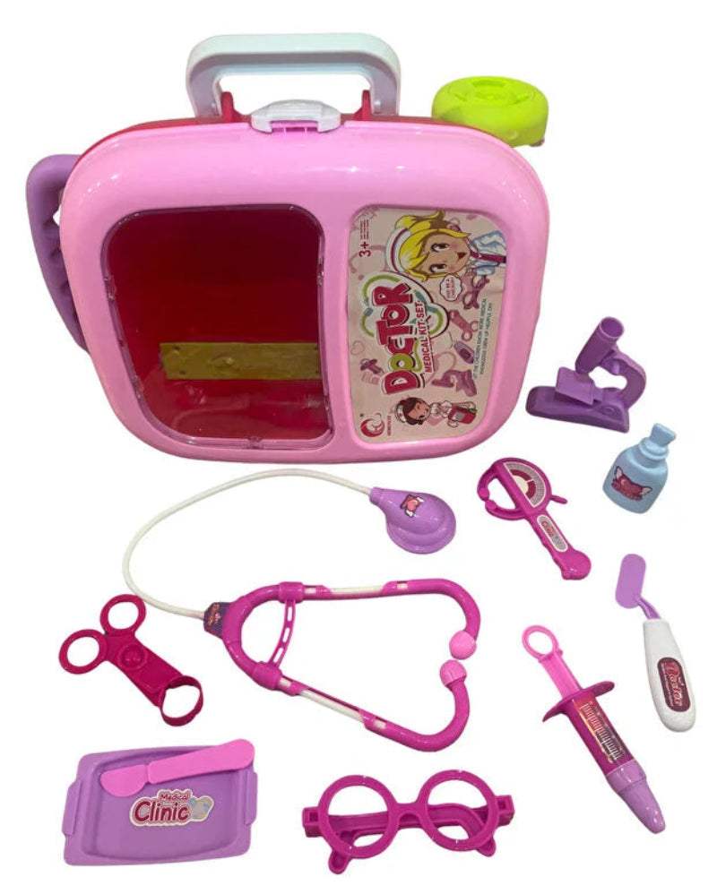 Set doctor pentru copii - troler cu roți și mâner retractabil, accesorii medicale incluse