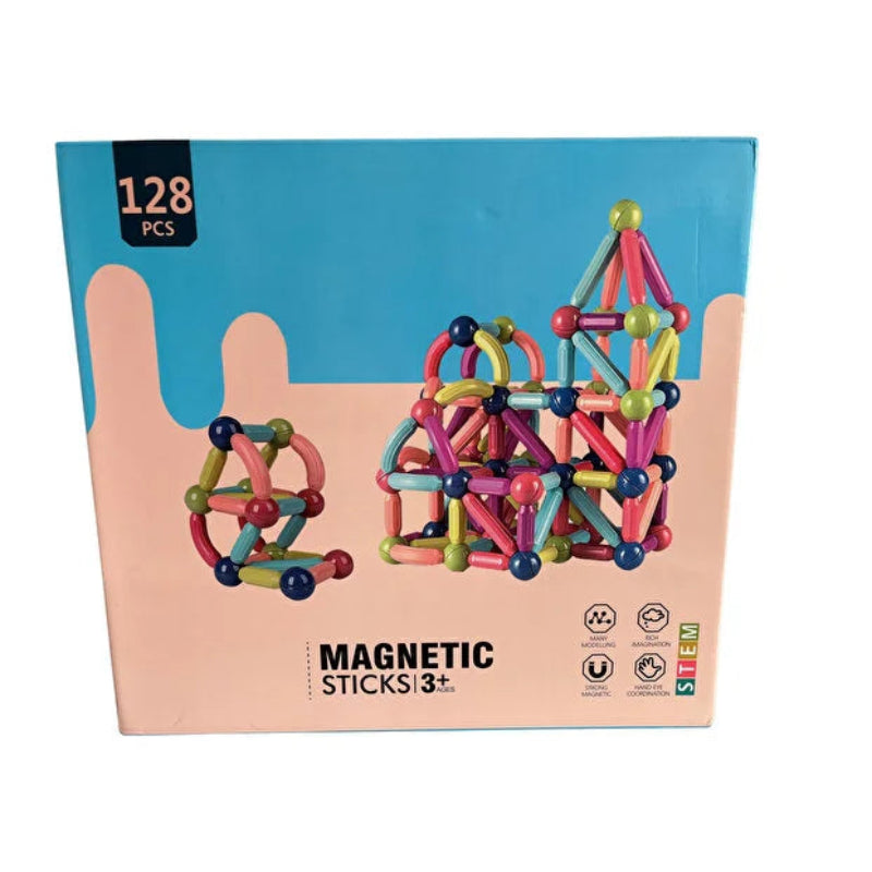 Joc de constructie cu 128 de piese magnetice Magnetik Sticks