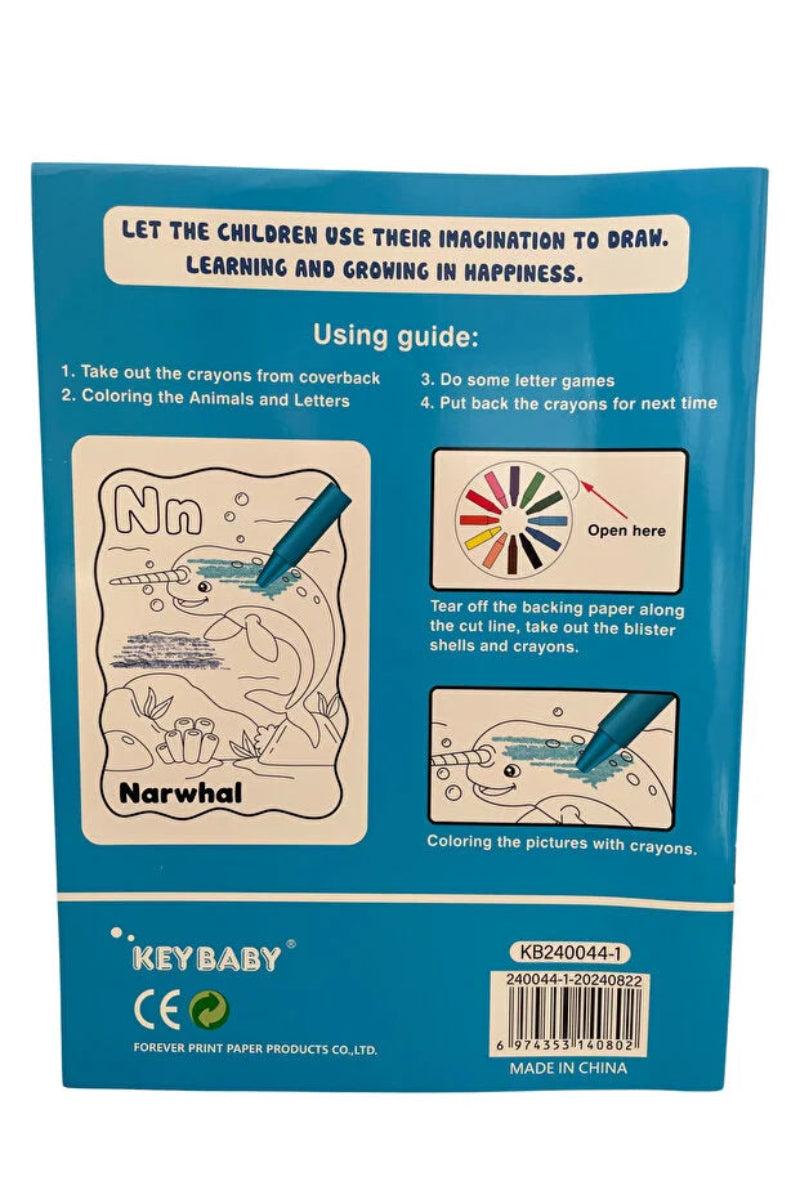 Carte de colorat cu 12 creioane cerate – Litere