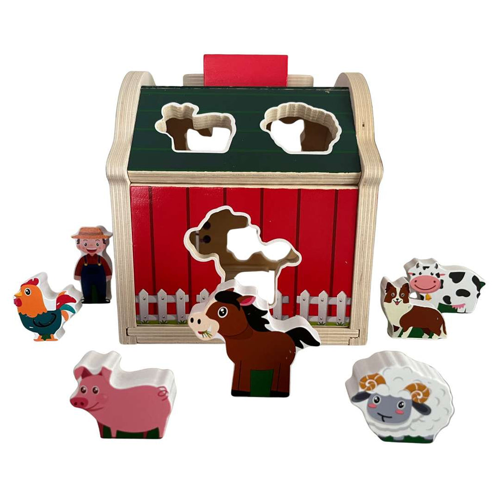 Joc de sortat cu figurine din lemn Montessori – Ferma animalelor