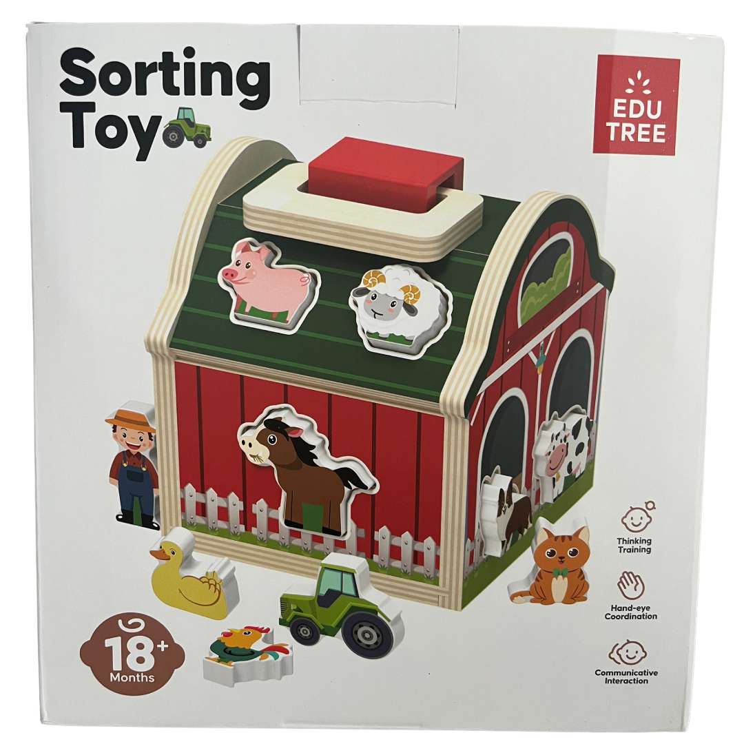 Joc de sortat cu figurine din lemn Montessori – Ferma animalelor