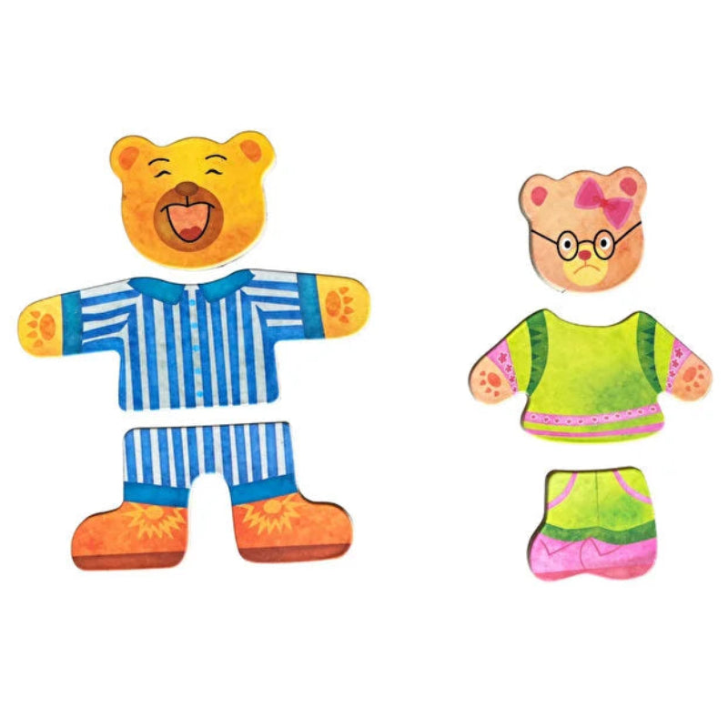 Puzzle educativ magnetic – Îmbracă ursuleții, 6 băieți și 6 fete, cu haine și expresii faciale diferite