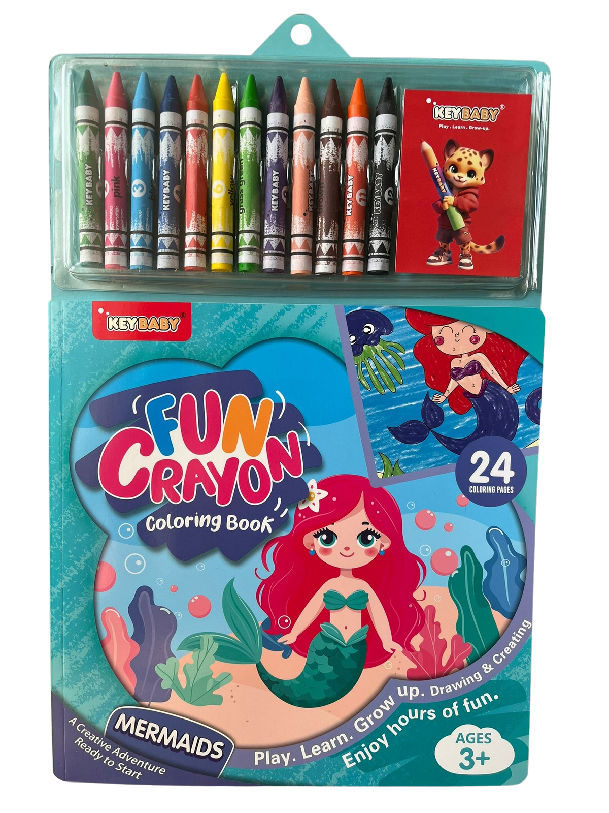 Carte de colorat cu 12 creioane cerate multicolore Sirene
