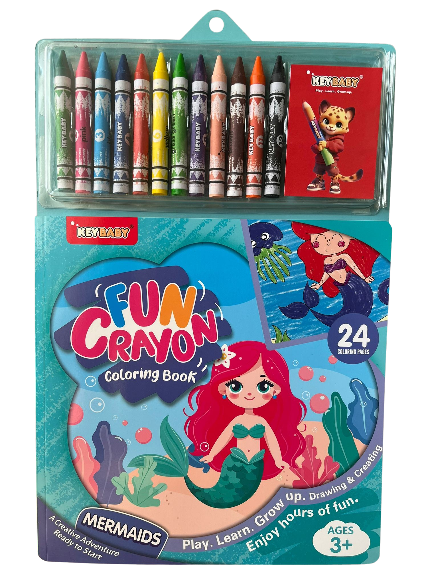 Carte de colorat cu 12 creioane cerate multicolore Sirene