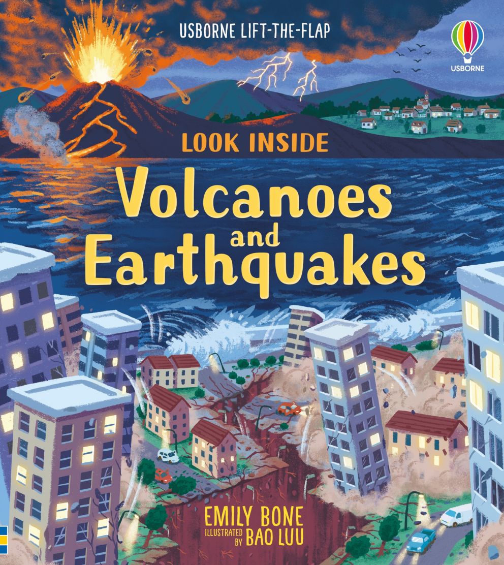 Priveste in interiorul vulcanilor si cutremurelor, Look Inside Volcanoes and Earthquakes, Usborne, +6 ani