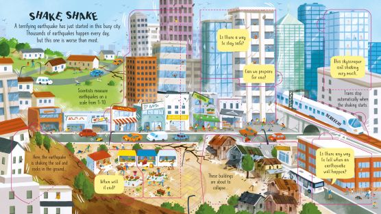 Priveste in interiorul vulcanilor si cutremurelor, Look Inside Volcanoes and Earthquakes, Usborne, +6 ani