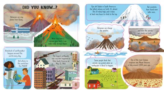 Priveste in interiorul vulcanilor si cutremurelor, Look Inside Volcanoes and Earthquakes, Usborne, +6 ani