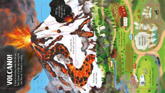 Priveste in interiorul vulcanilor si cutremurelor, Look Inside Volcanoes and Earthquakes, Usborne, +6 ani