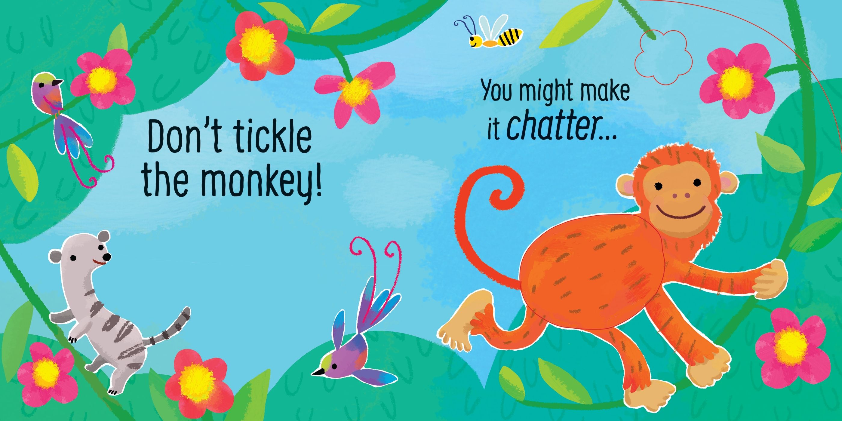 Carte interactiva cu sunete Don't Tickle the Monkey, Usborne, +6 luni