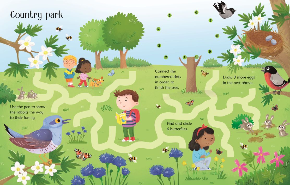 Carte Scrie si sterge Activitati in Natura, Wipe-Clean Nature Activities, Usborne, +3 ani