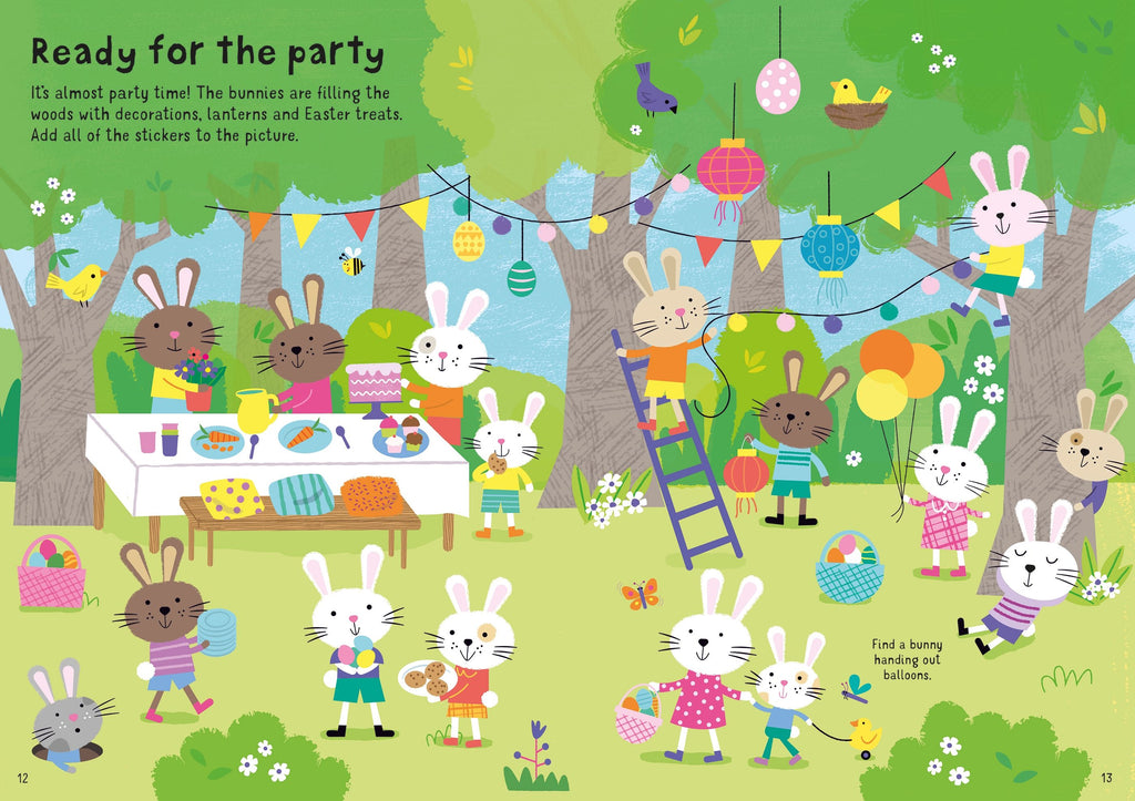 Carte cu peste 190 stickere Iepurasi de Paste, Little First Stickers Easter Bunnies, Usborne, +3 ani