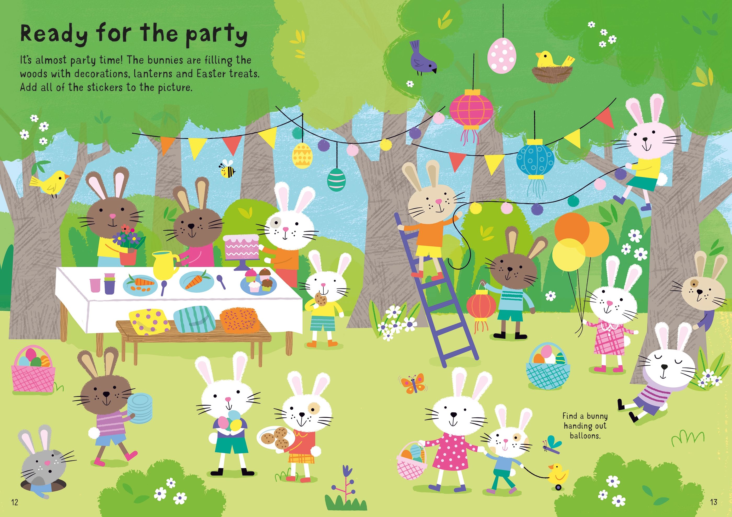 Carte cu peste 190 stickere Iepurasi de Paste, Little First Stickers Easter Bunnies, Usborne, +3 ani