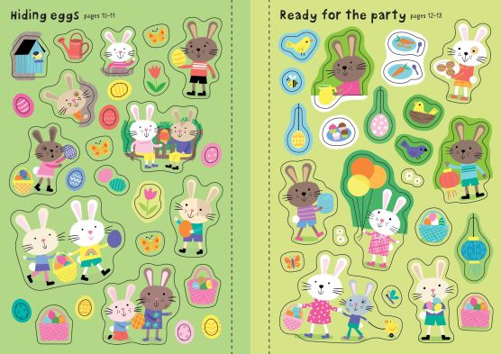 Carte cu peste 190 stickere Iepurasi de Paste, Little First Stickers Easter Bunnies, Usborne, +3 ani