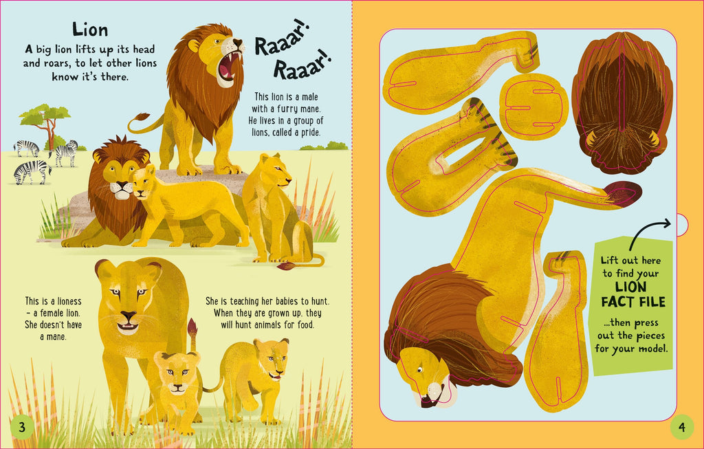 Carte interactiva de asamblat 3D, Animale, colectia Slot-together, Usborne, +4 ani