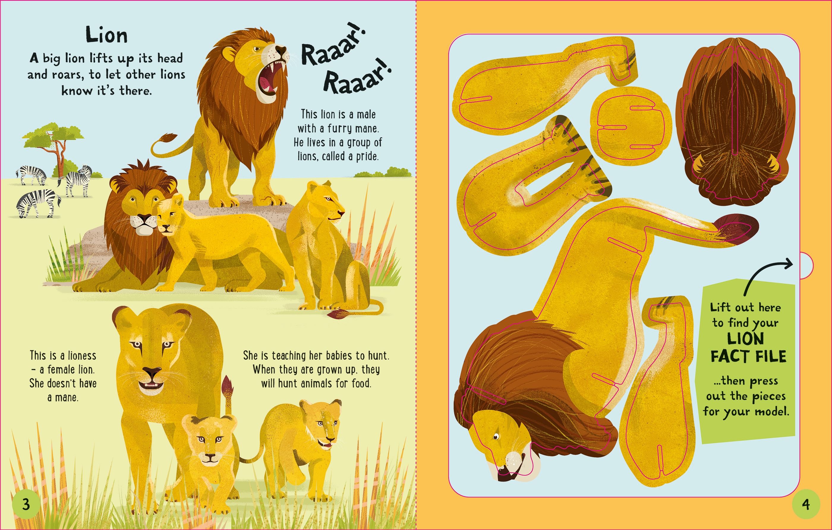 Carte interactiva de asamblat 3D, Animale, colectia Slot-together, Usborne, +4 ani