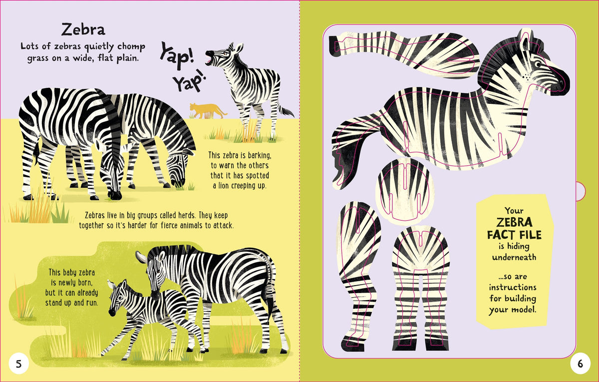 Carte interactiva de asamblat 3D, Animale, colectia Slot-together, Usborne, +4 ani