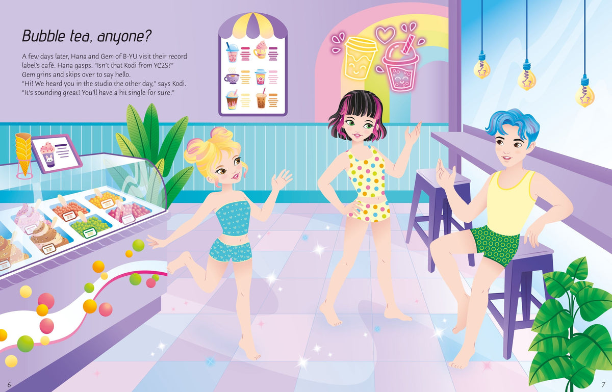 Carte cu stickere Sticker Dolly Dressing K-Pop, Usborne, +5 ani