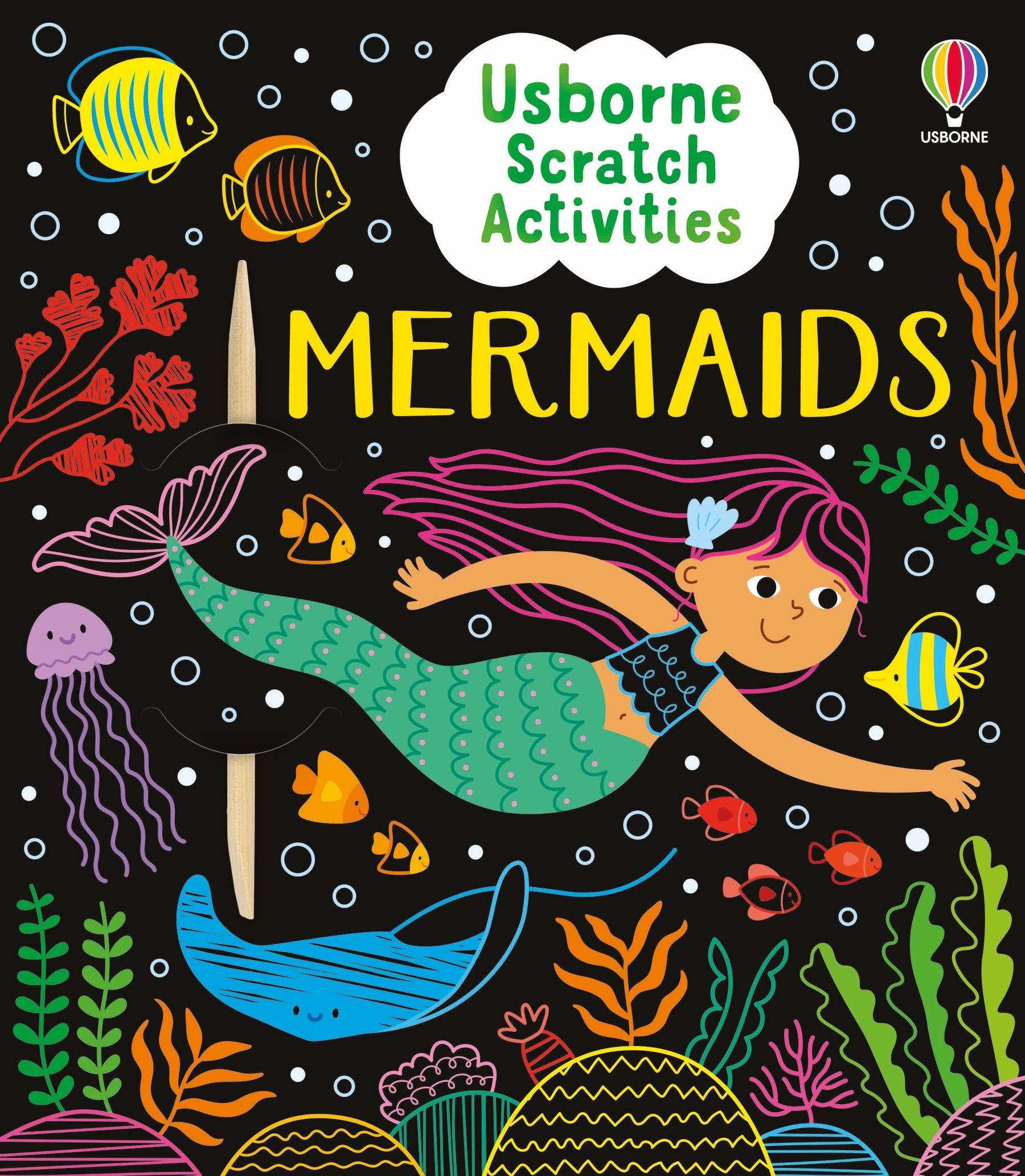 Carte de activitati cu Sirene Scratch Activities Mermaids, Usborne, +6 ani