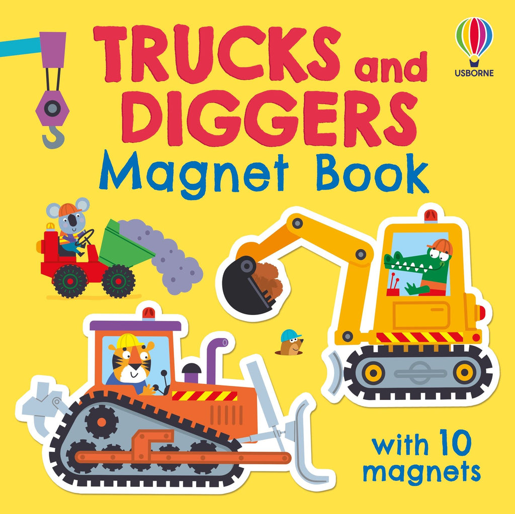 Carte cu magneti Trucks and Diggers Magnet Book Usborne, +3 ani