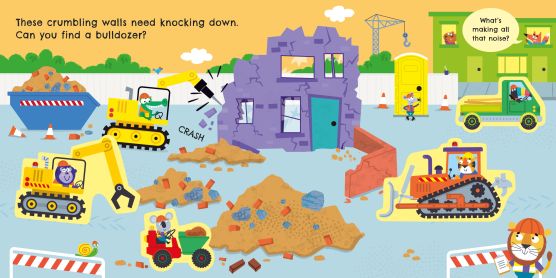 Carte cu magneti Trucks and Diggers Magnet Book Usborne, +3 ani