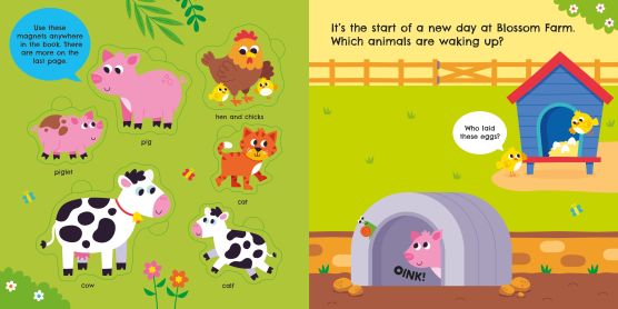 Carte interactiva cu magneti Farm Animals Magnet Book, Usborne, +3 ani