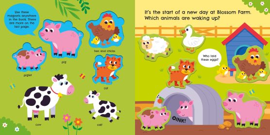 Carte interactiva cu magneti Farm Animals Magnet Book, Usborne, +3 ani
