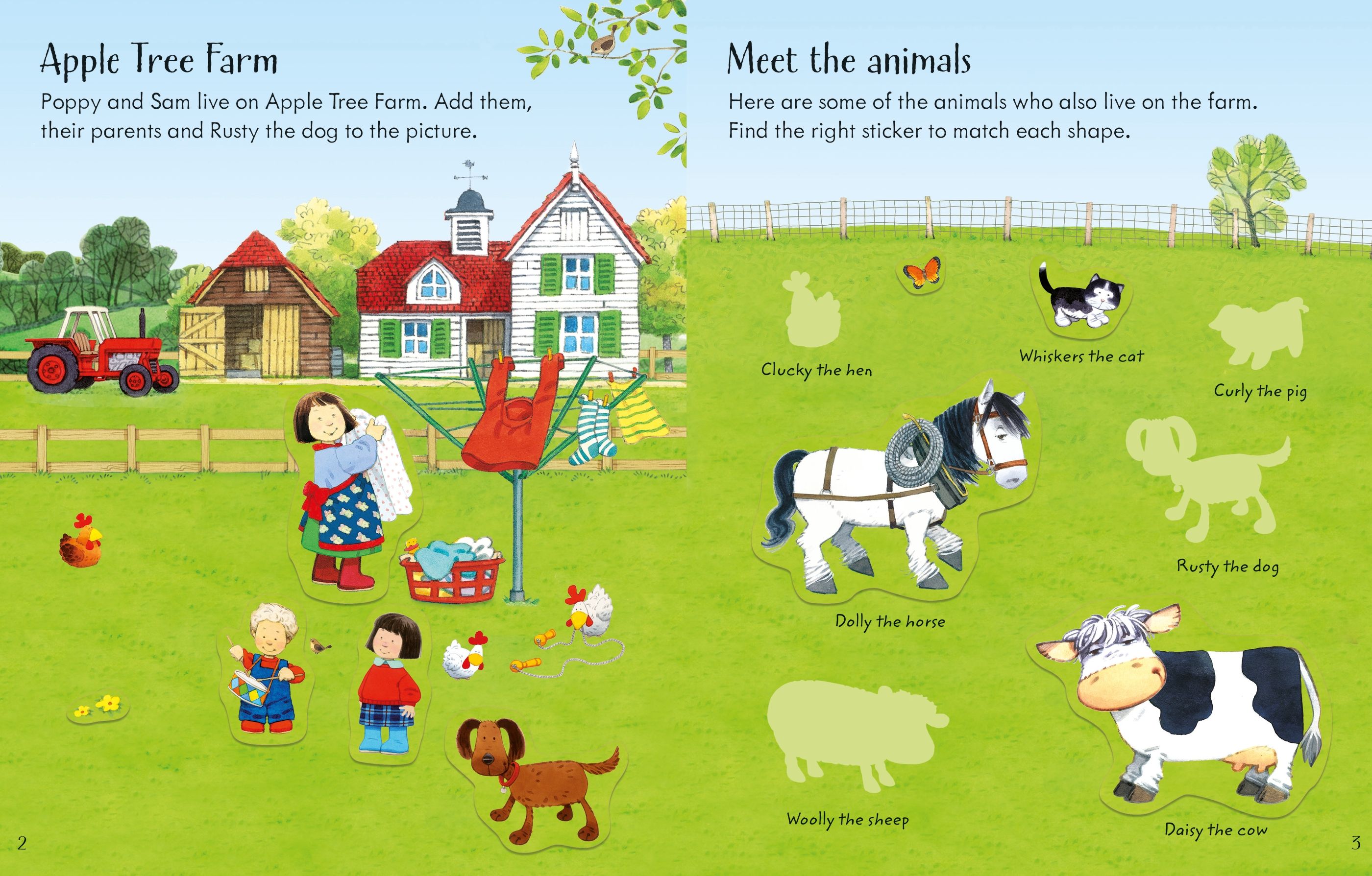 Carte cu stickere Poppy and Sam's Animals Sticker Book, Usborne, +3 ani