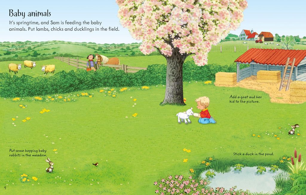 Carte cu stickere Poppy and Sam's Animals Sticker Book, Usborne, +3 ani
