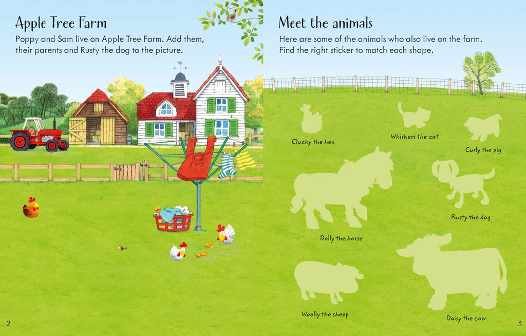 Carte cu stickere Poppy and Sam's Animals Sticker Book, Usborne, +3 ani