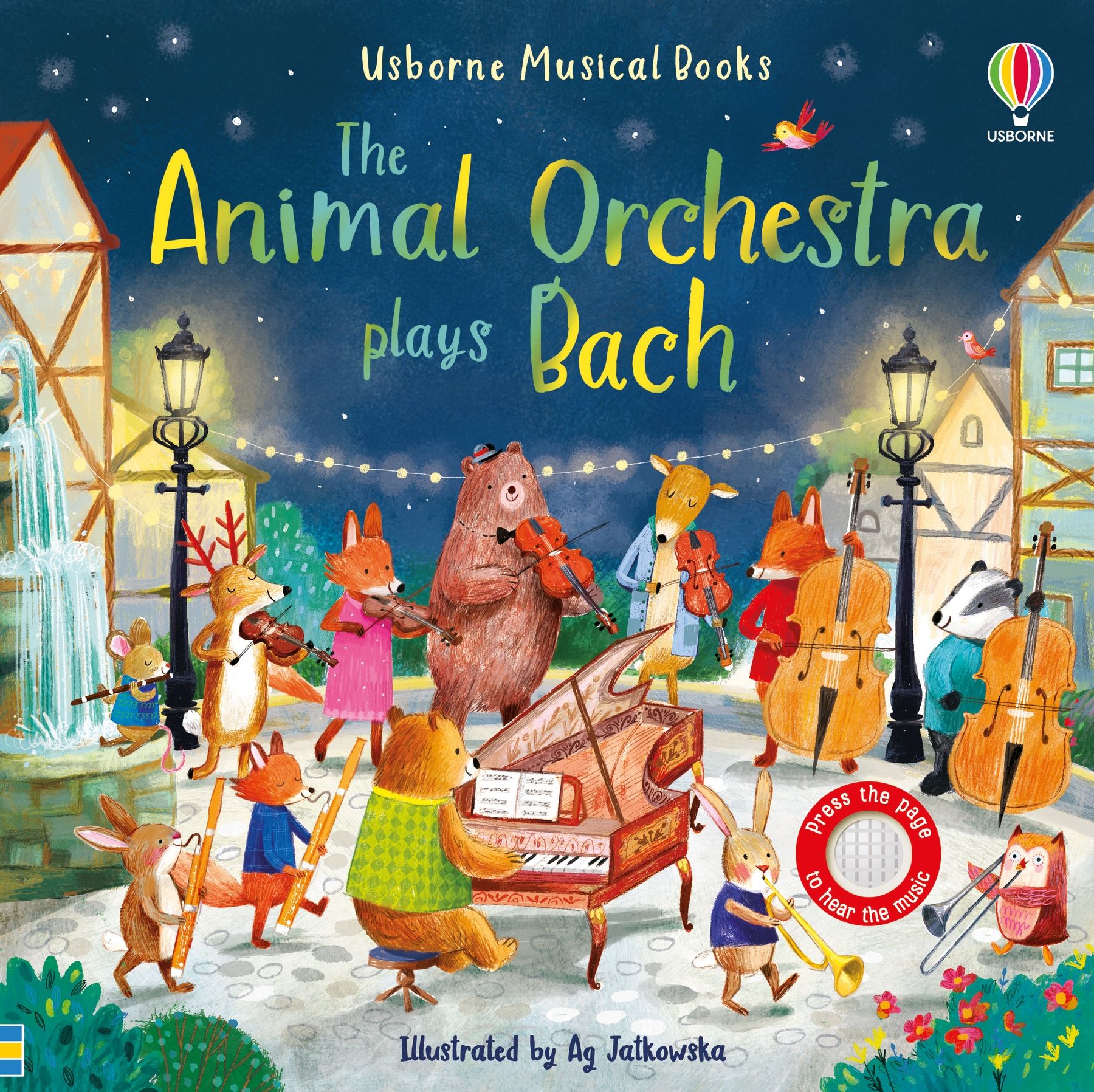Carte interactiva cu sunete Orchestra animalelor canta Bach, The Animal Orchestra plays Bach, Usborne, +6 luni
