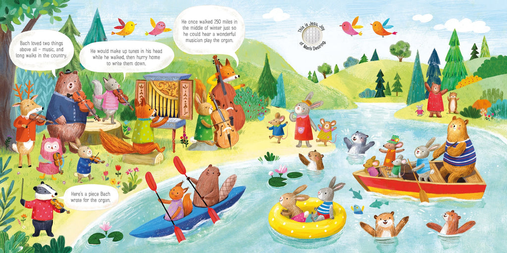 Carte interactiva cu sunete Orchestra animalelor canta Bach, The Animal Orchestra plays Bach, Usborne, +6 luni