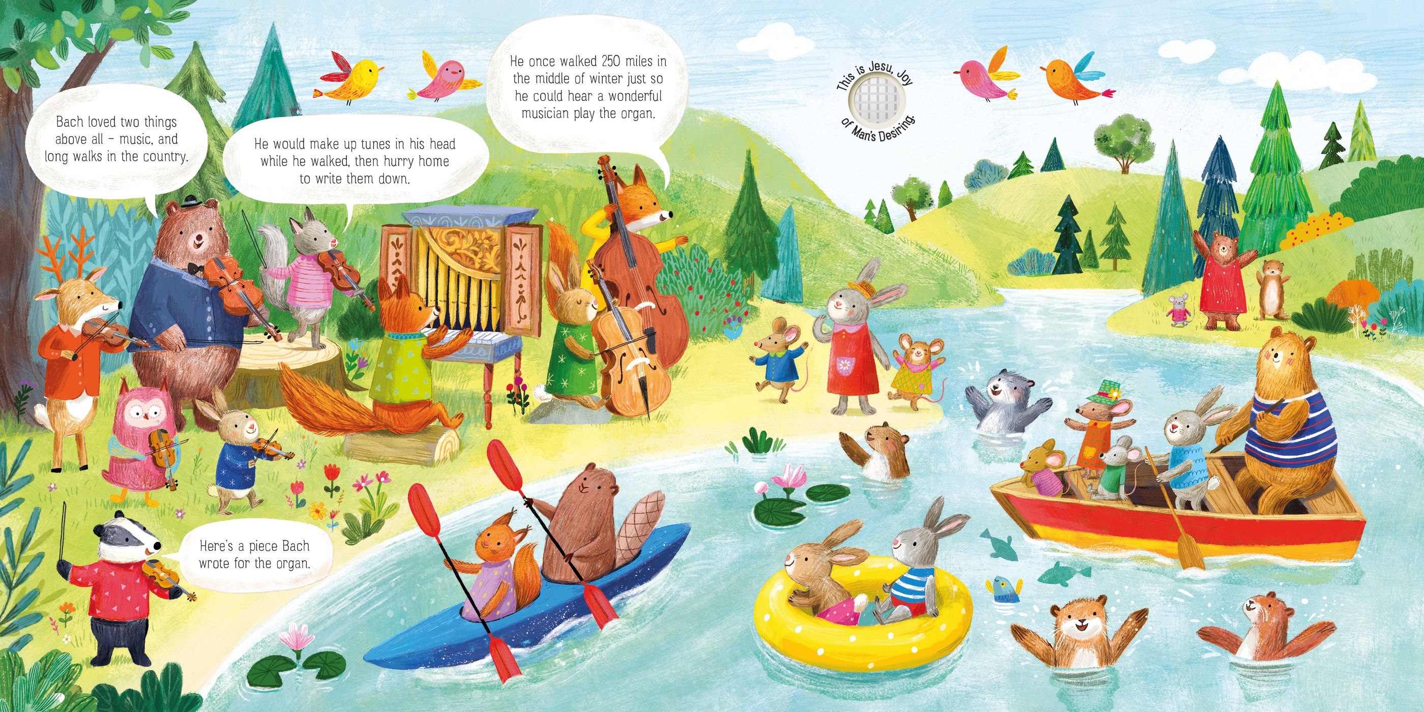 Carte interactiva cu sunete Orchestra animalelor canta Bach, The Animal Orchestra plays Bach, Usborne, +6 luni