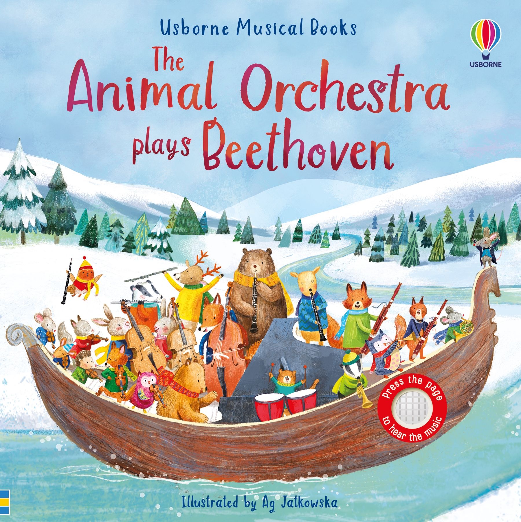 Carte interactiva cu sunete Orchestra animalelor canta Beethoven, The Animal Orchestra Plays Beethoven, Usborne, +6 luni