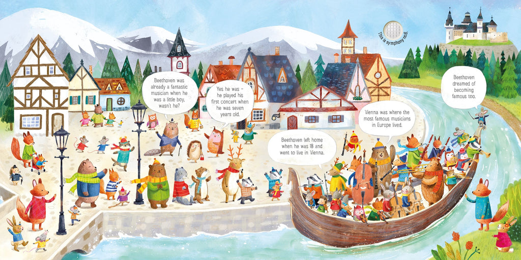 Carte interactiva cu sunete Orchestra animalelor canta Beethoven, The Animal Orchestra Plays Beethoven, Usborne, +6 luni