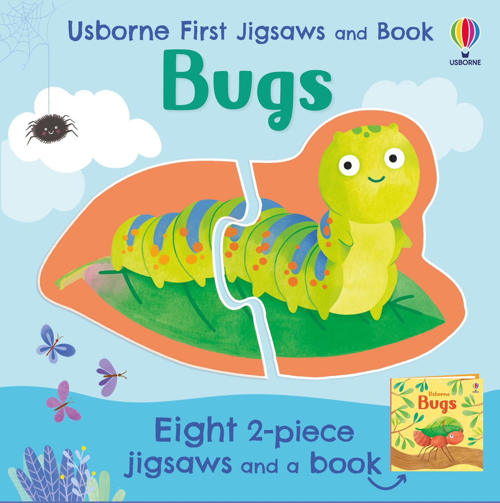 Carte educativa cu 8 puzzle-uri cu insecte, First Jigsaws and Book Bugs, Usborne, +2 ani