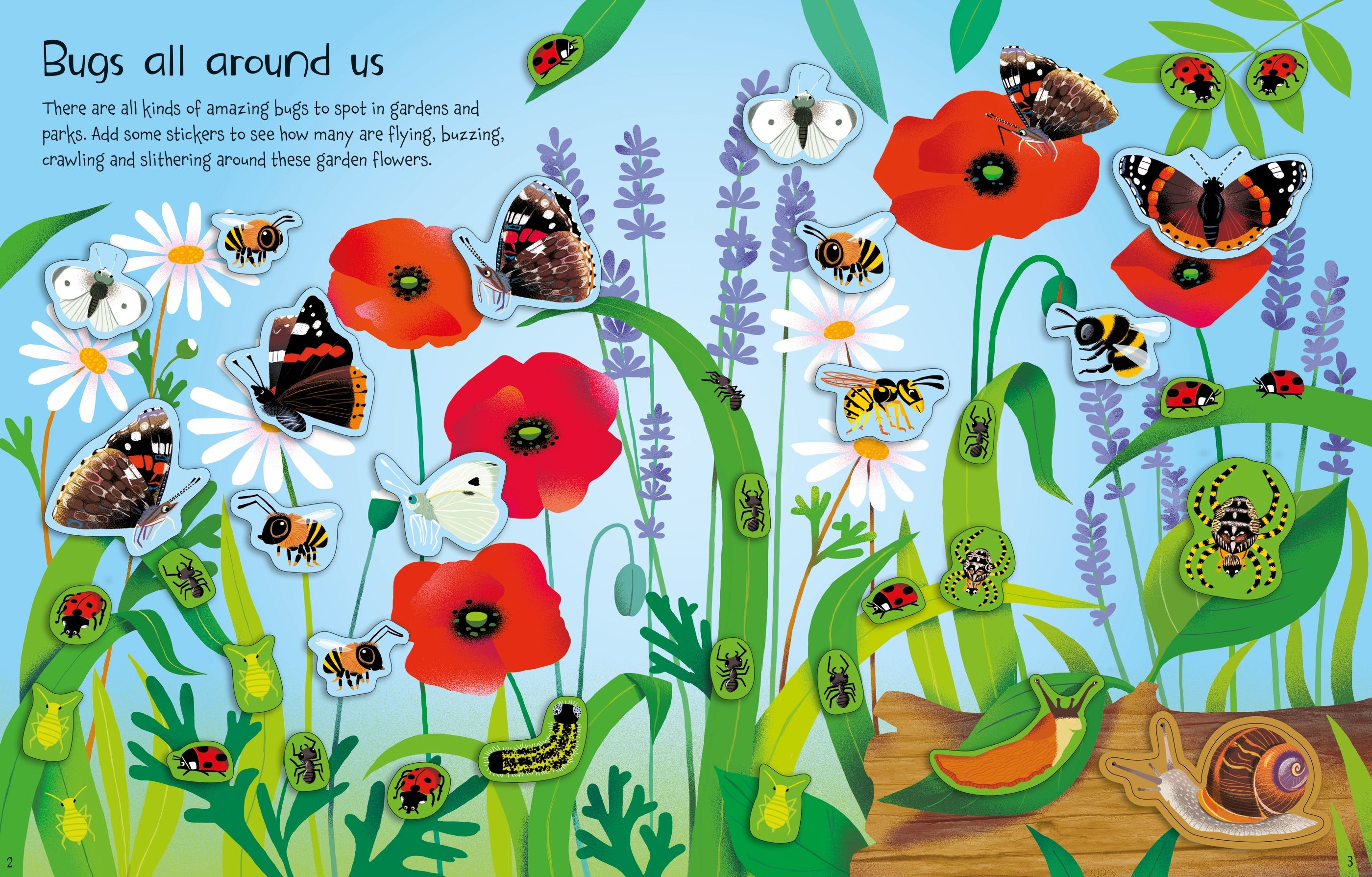 Carte interactiva cu peste 170 stickere Insecte, First Sticker Book: Bugs, Usborne, +3 ani