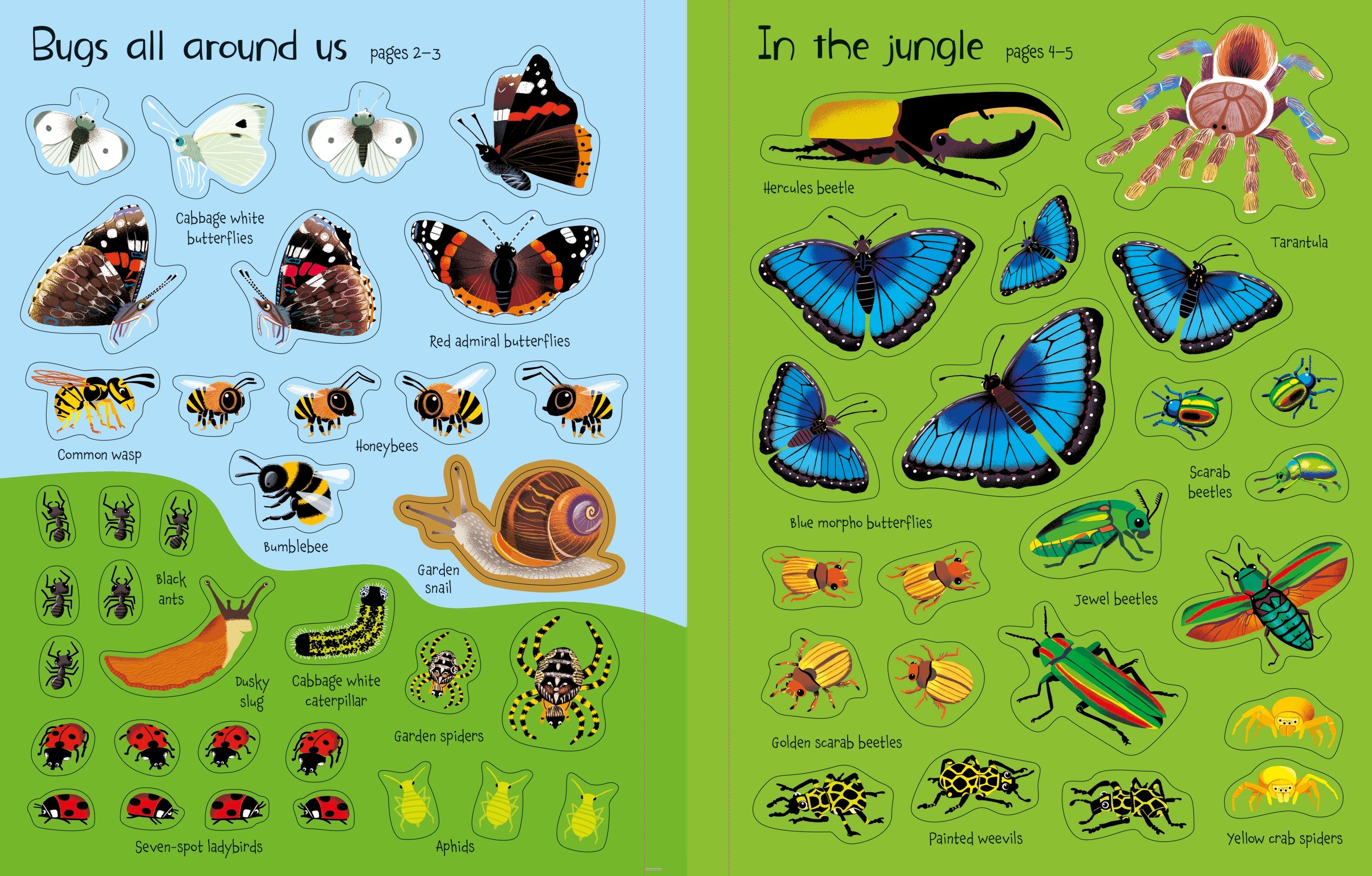 Carte interactiva cu peste 170 stickere Insecte, First Sticker Book: Bugs, Usborne, +3 ani