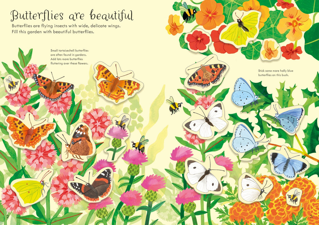 Carte cu stickere Little First Stickers Butterflies, Usborne, +3 ani