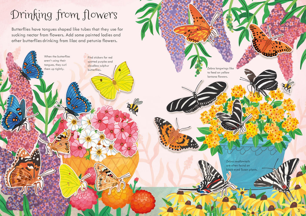 Carte cu stickere Little First Stickers Butterflies, Usborne, +3 ani