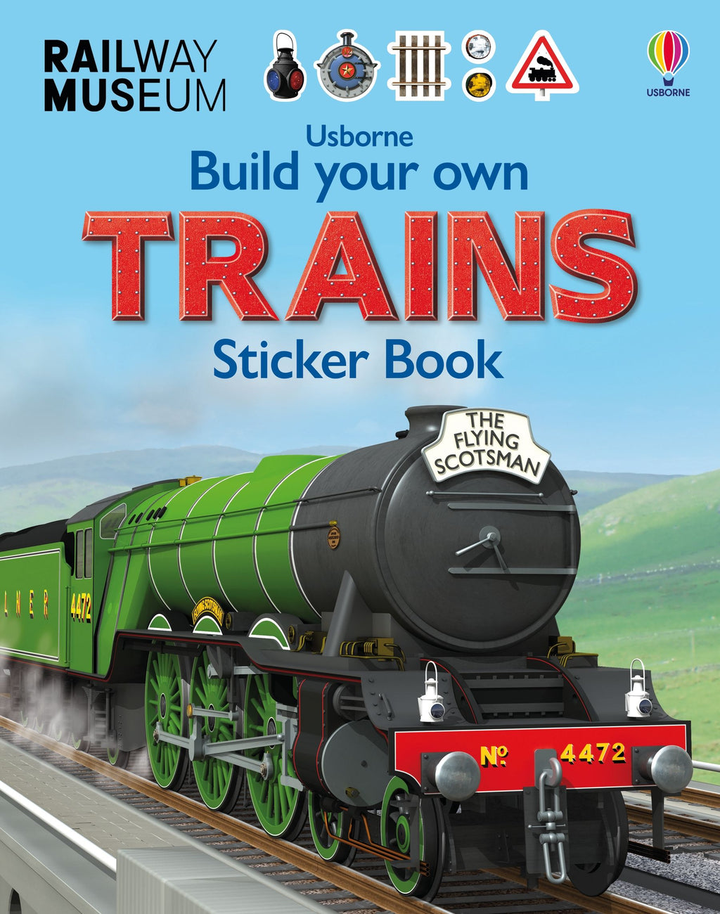 Carte cu stickere Build Your Own Trains Sticker Book, Usborne, +5 ani