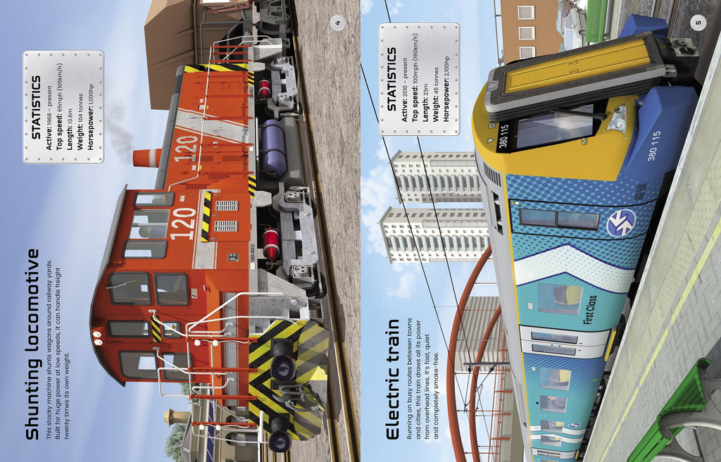 Carte cu stickere Build Your Own Trains Sticker Book, Usborne, +5 ani