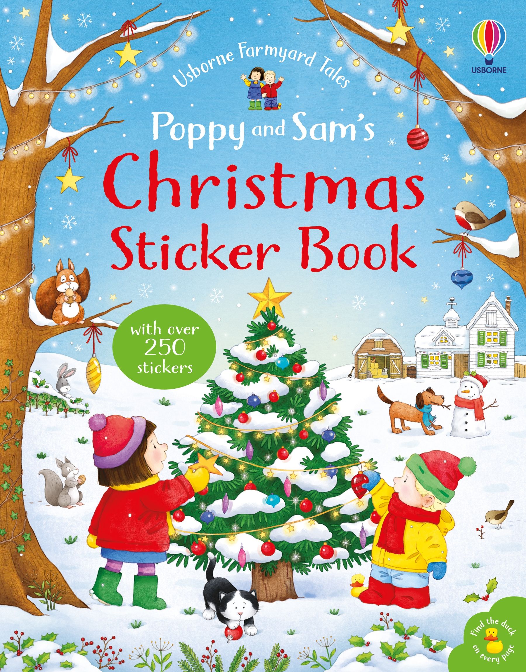 Carte interactiva cu stickere de Craciun, Poppy and Sam's Christmas Sticker Book, Usborne, +3 ani
