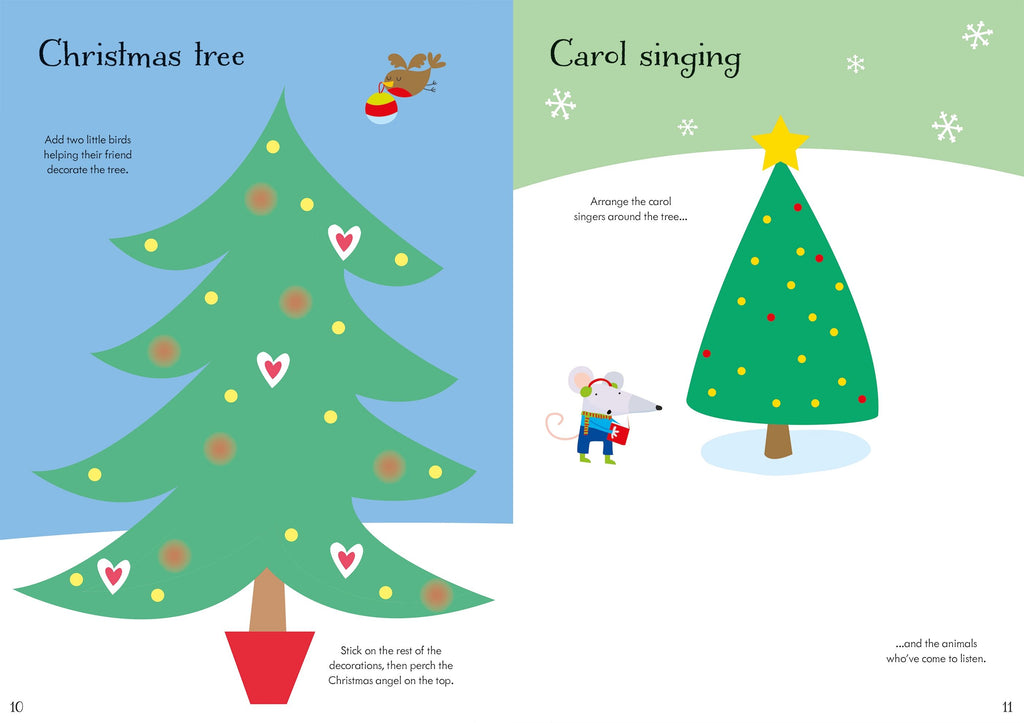 Carte interactiva cu stickere de Craciun, Little First Stickers Christmas, Usborne, +3 ani