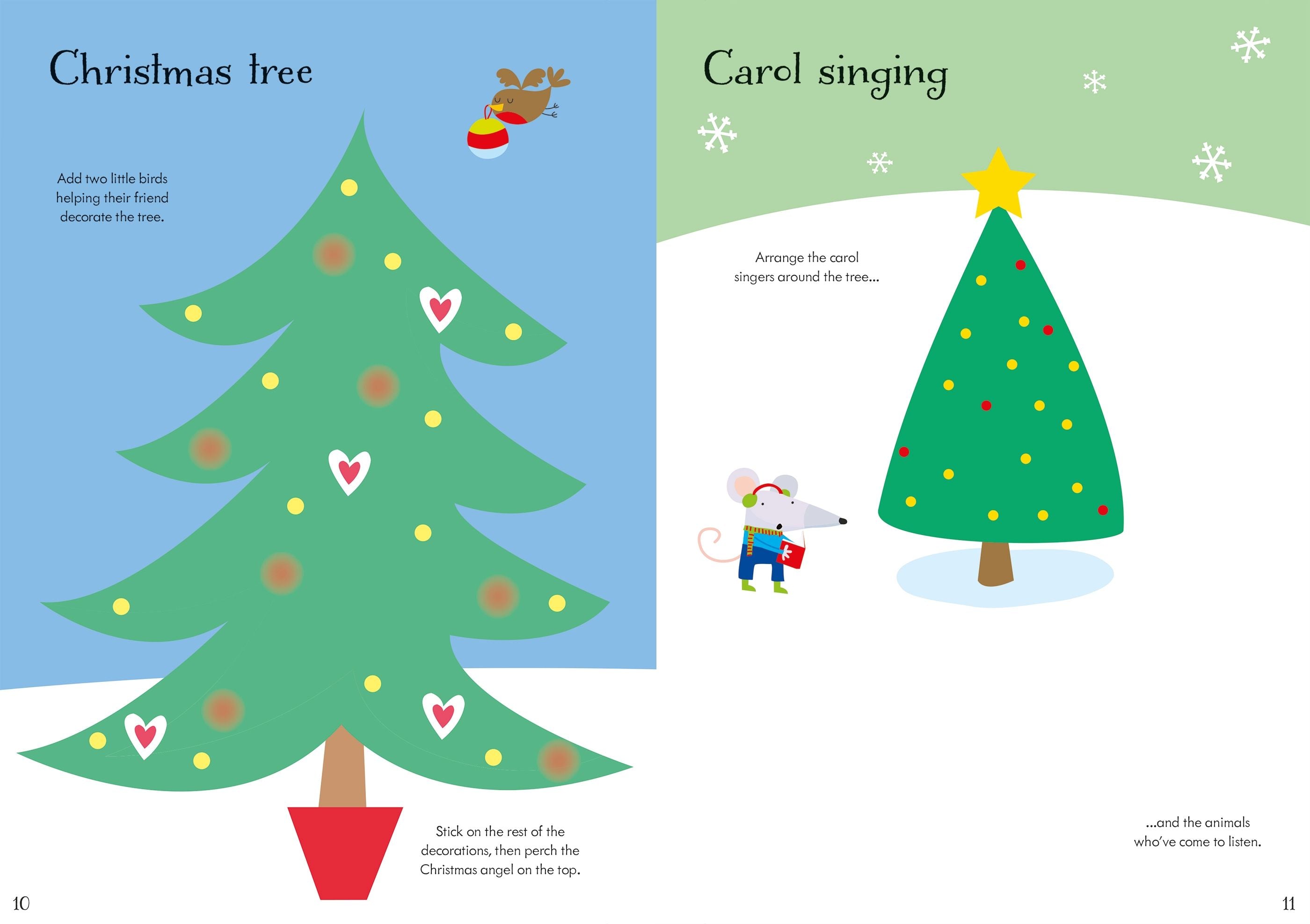 Carte interactiva cu stickere de Craciun, Little First Stickers Christmas, Usborne, +3 ani